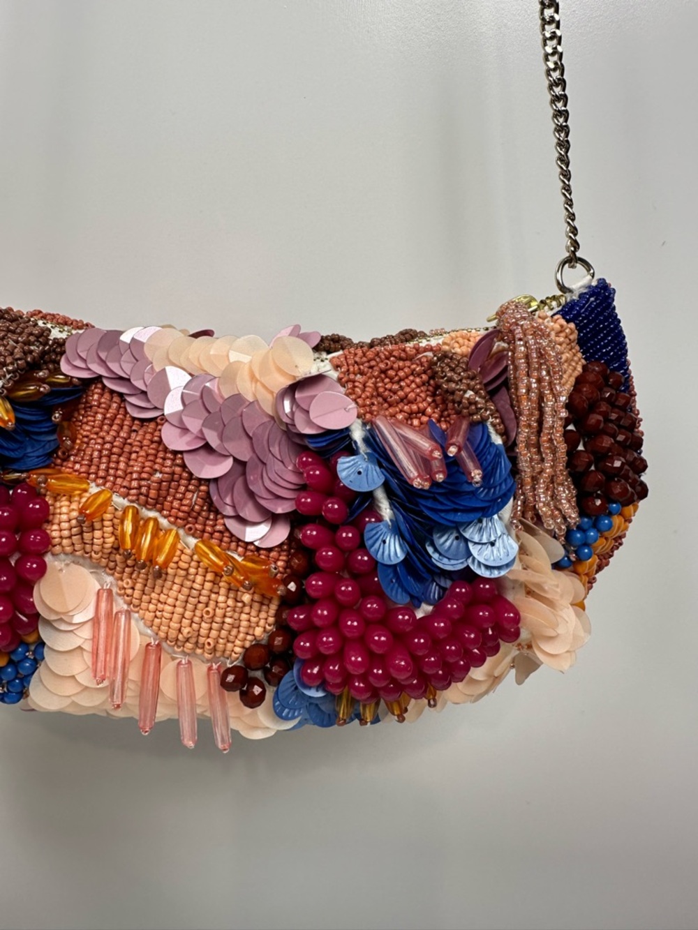 New Relaease Viral Colorful Floral Beaded Bag Handcrafted in India Chain Strap - Picture 3 of 11